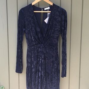 NWT/Size M/floral velvet indigo blue tulip dress